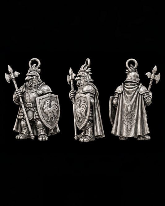 Rooster Knight Charm Pendant - JadeChains