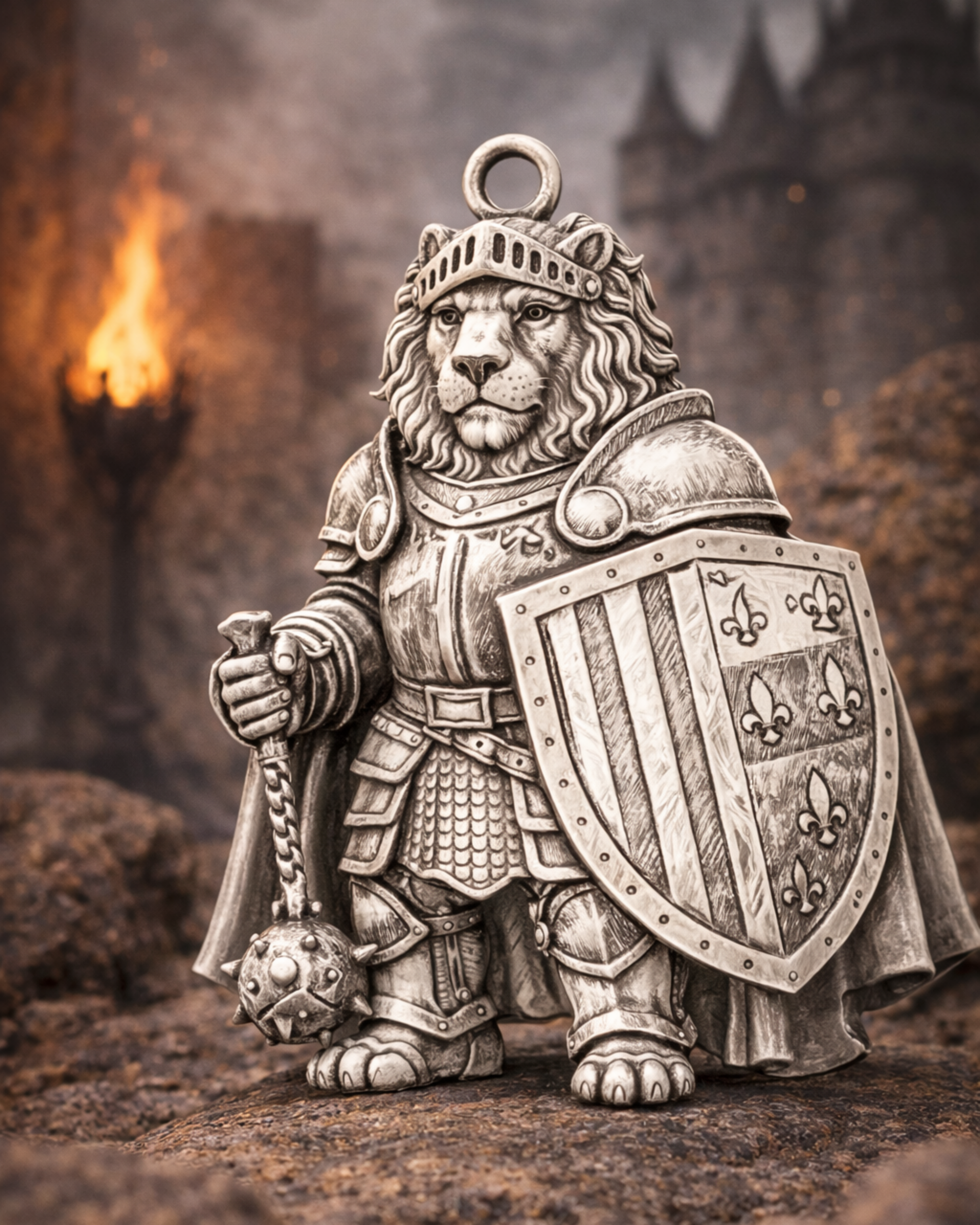 Lion Knight Charm Pendant