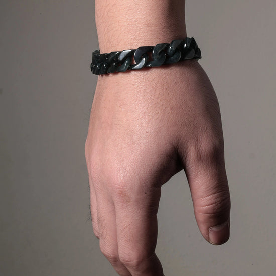 Classical Cuban Chain In Black Jade - JadeChains