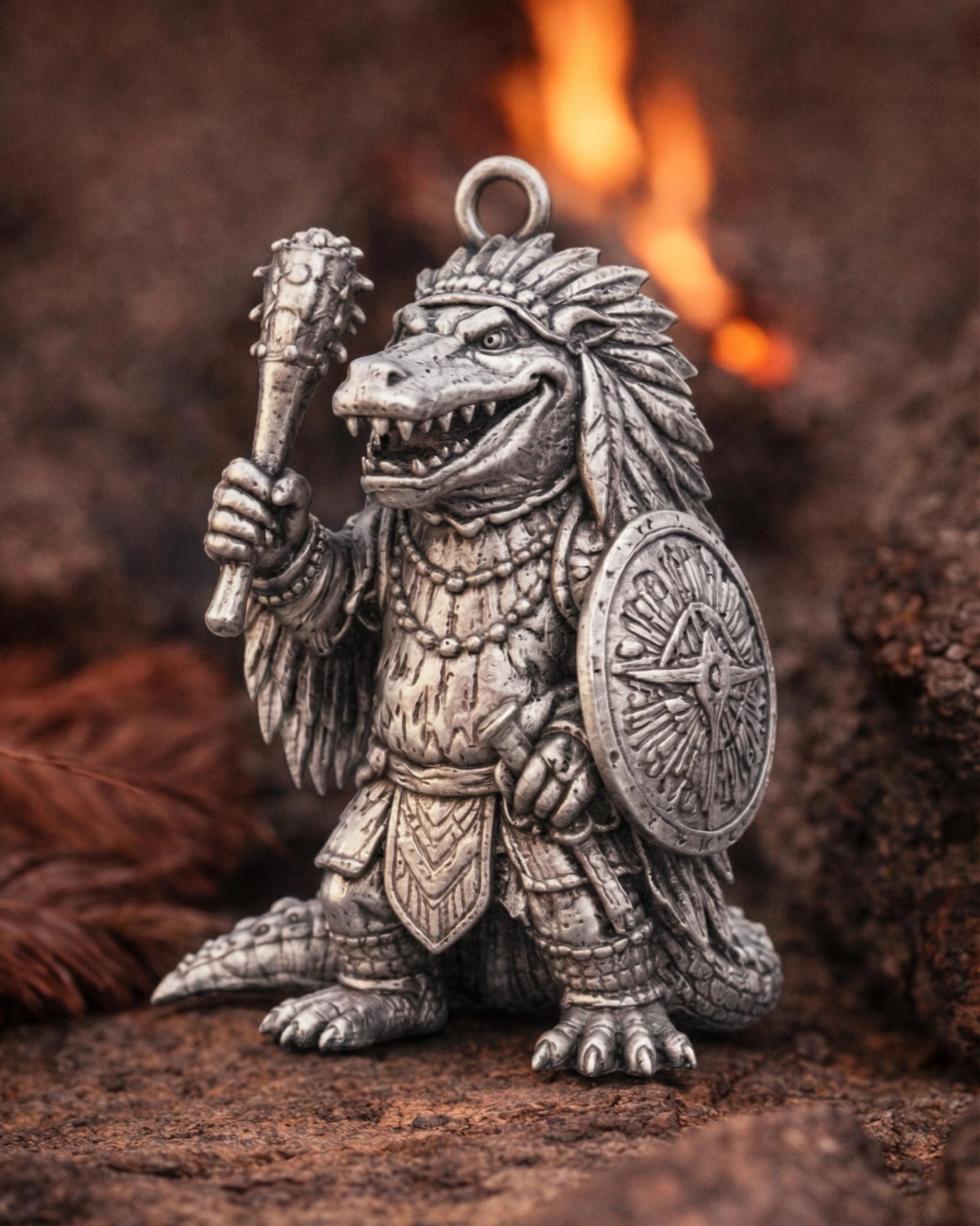 Crocodylus Warrior Charm Pendant