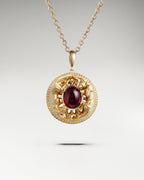 Twin Panthers Medallion Pendant Necklace With Mayan Jade