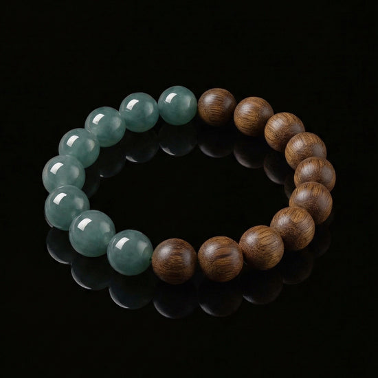 Glacial Earth Bracelet In Guatemalan Blue Jade And Agarwood - JadeChains