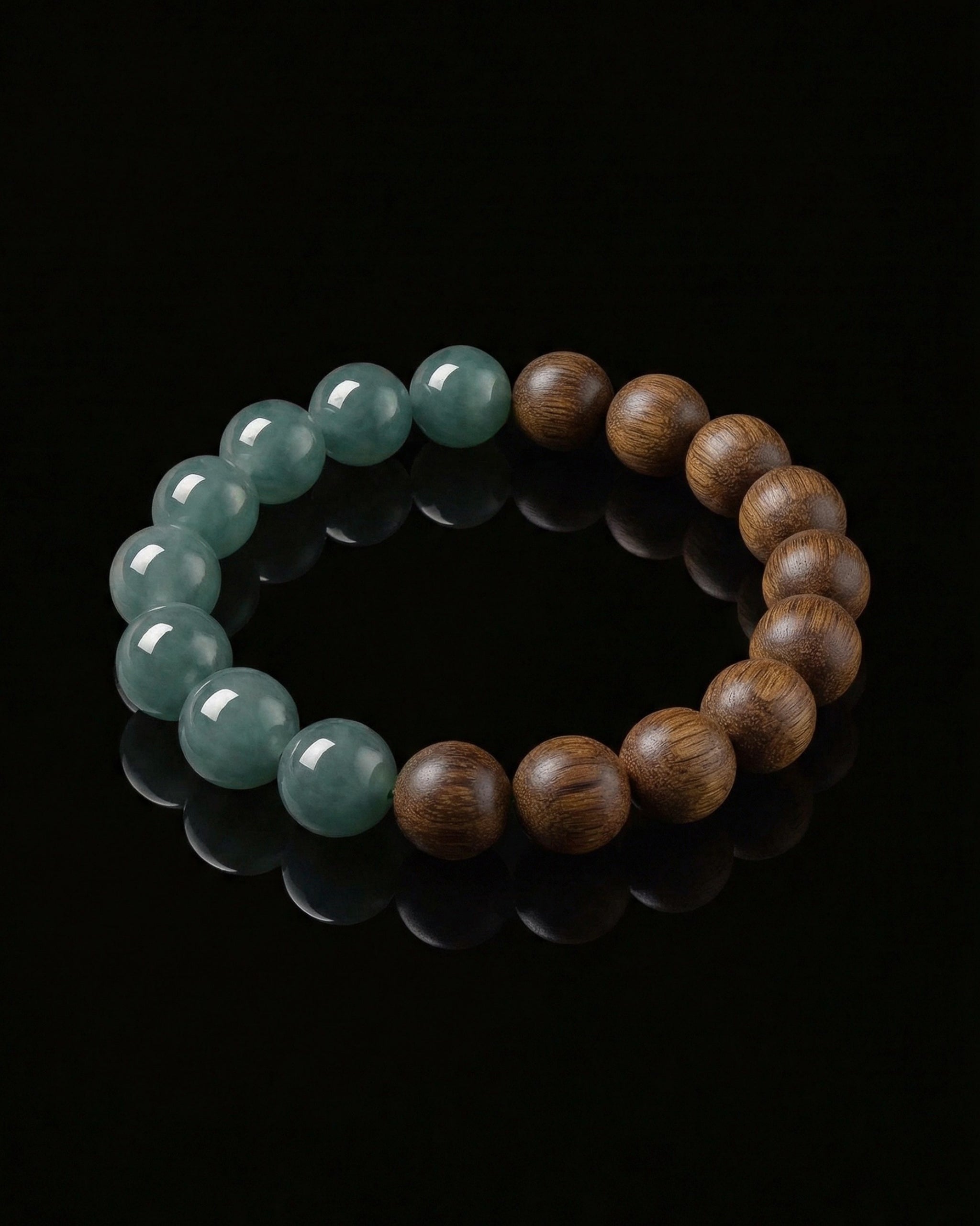Glacial Earth Bracelet In Guatemalan Blue Jade And Agarwood