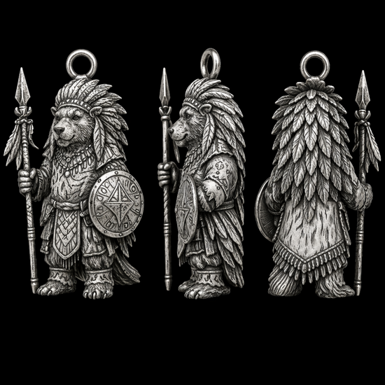 Bear Warrior Charm Pendant - JadeChains