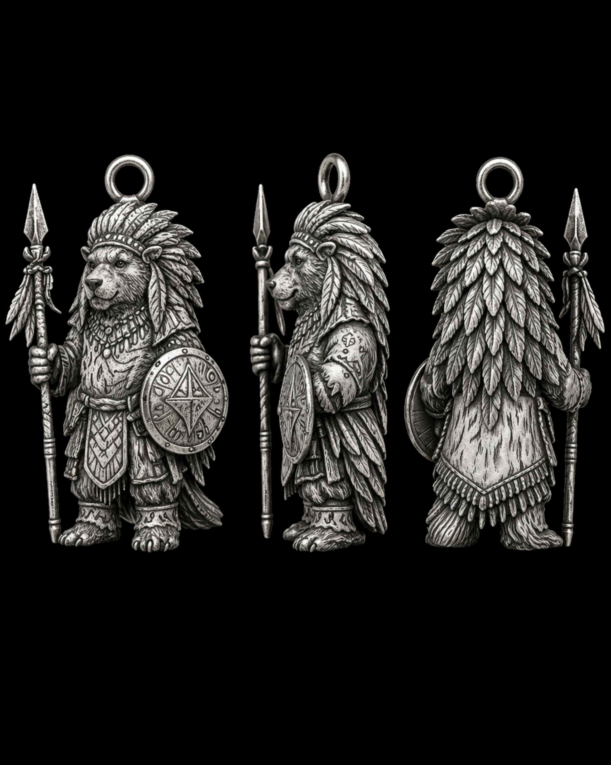 Bear Warrior Charm Pendant - JadeChains