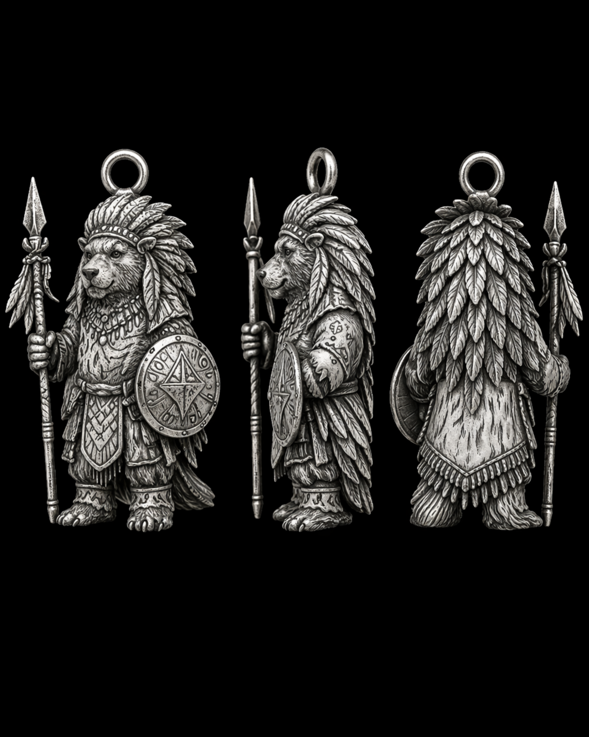 Bear Warrior Charm Pendant