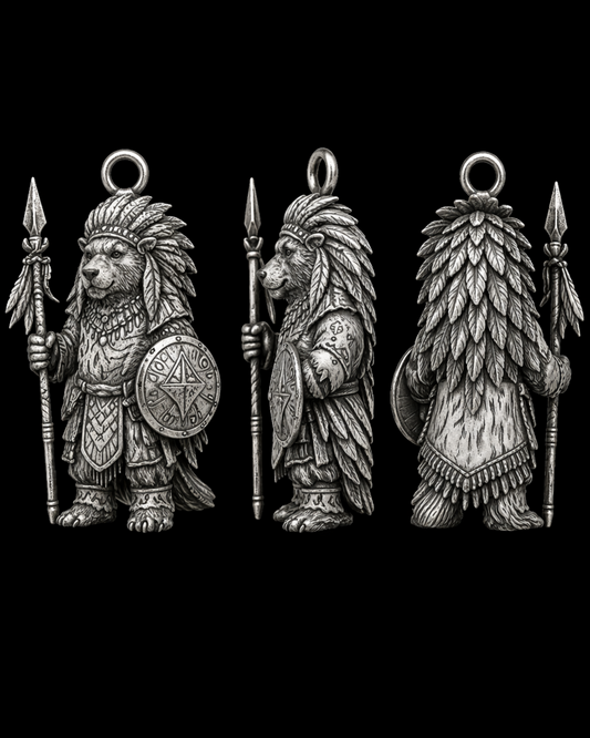 Bear Warrior Charm Pendant - JadeChains