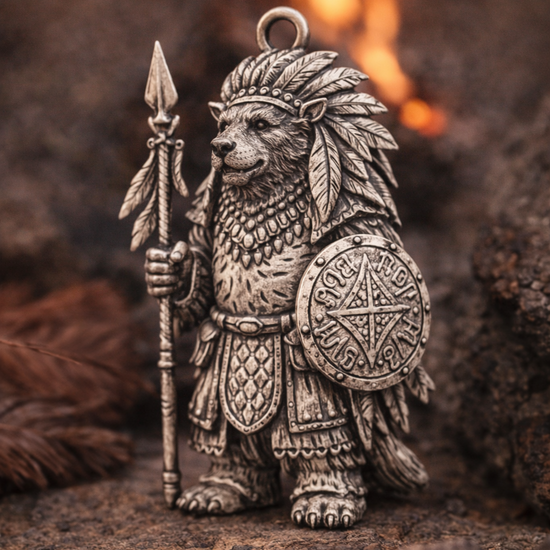 Bear Warrior Charm Pendant - JadeChains