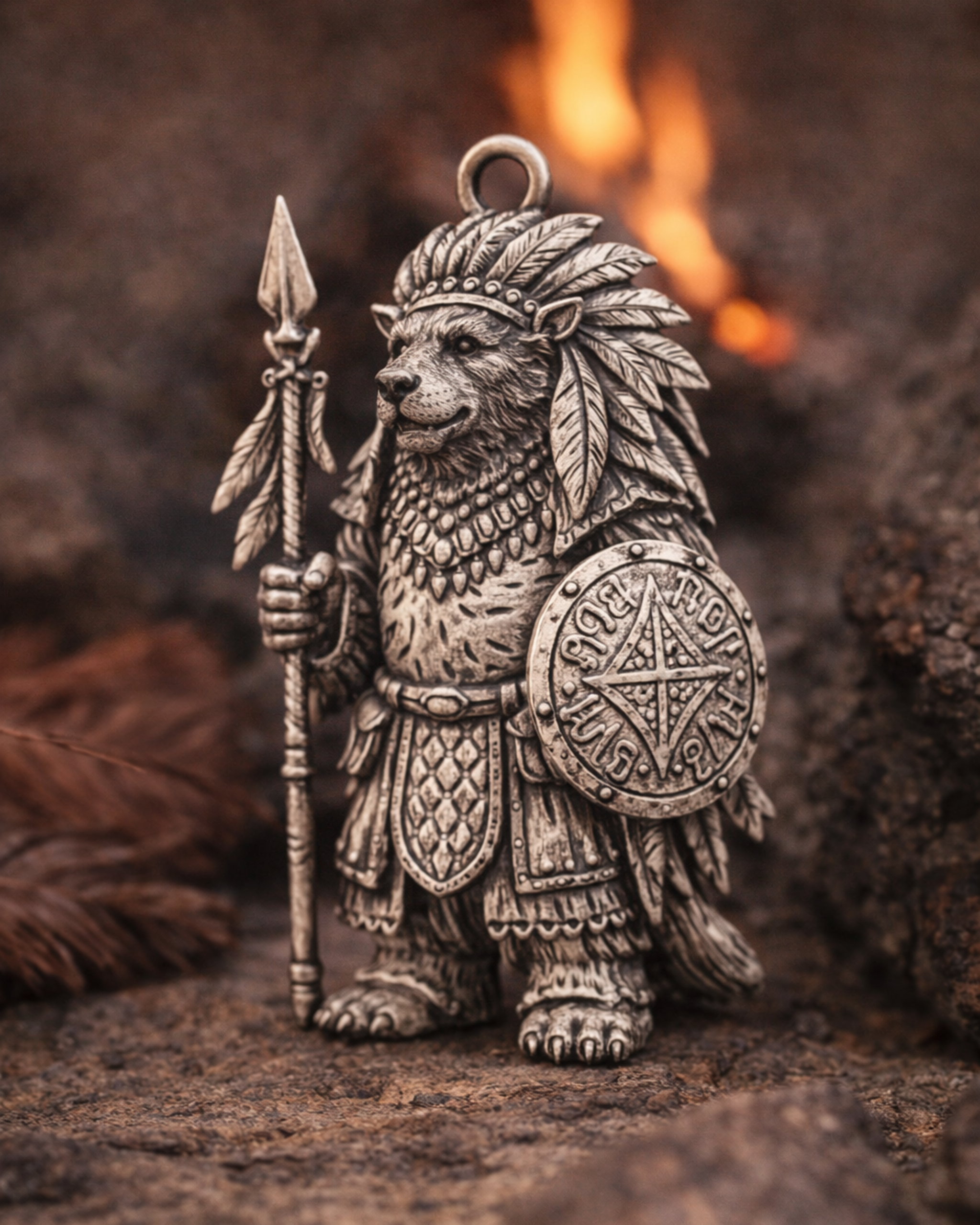 Bear Warrior Charm Pendant