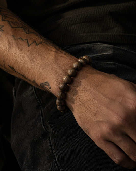 Classic Beads Bracelet In Agarwood