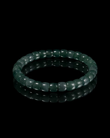 Classic Beads Bracelet In Barrel-Cut Blue Guatemalan Jade