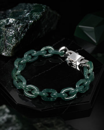 Classic Cable Chain Bracelet In Green Guatemalan Jade