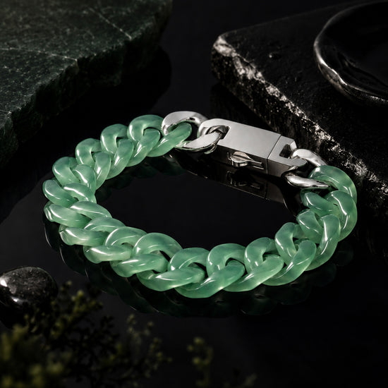 Classical Cuban Chain In African Green Jade - JadeChains