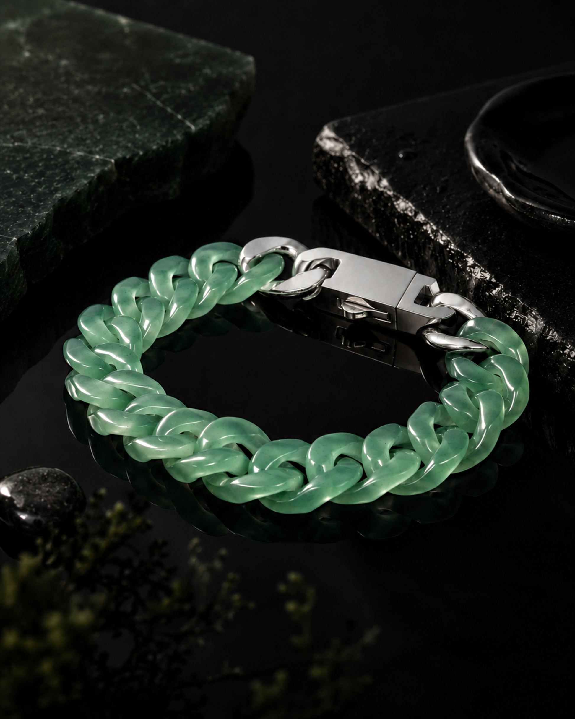 Classical Cuban Chain In African Green Jade - JadeChains