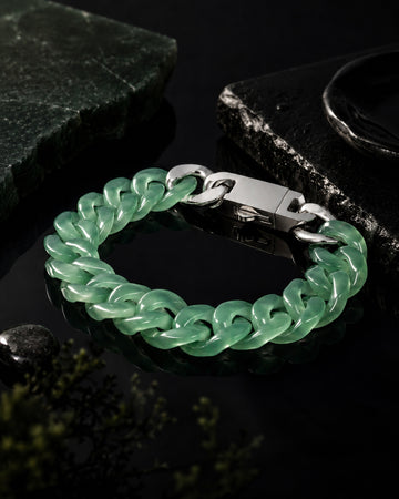Classical Cuban Chain In African Green Jade - JadeChains