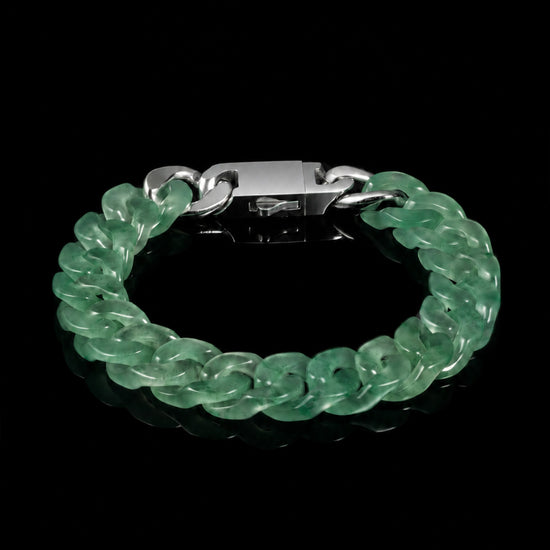 Classical Cuban Chain In African Green Jade - JadeChains