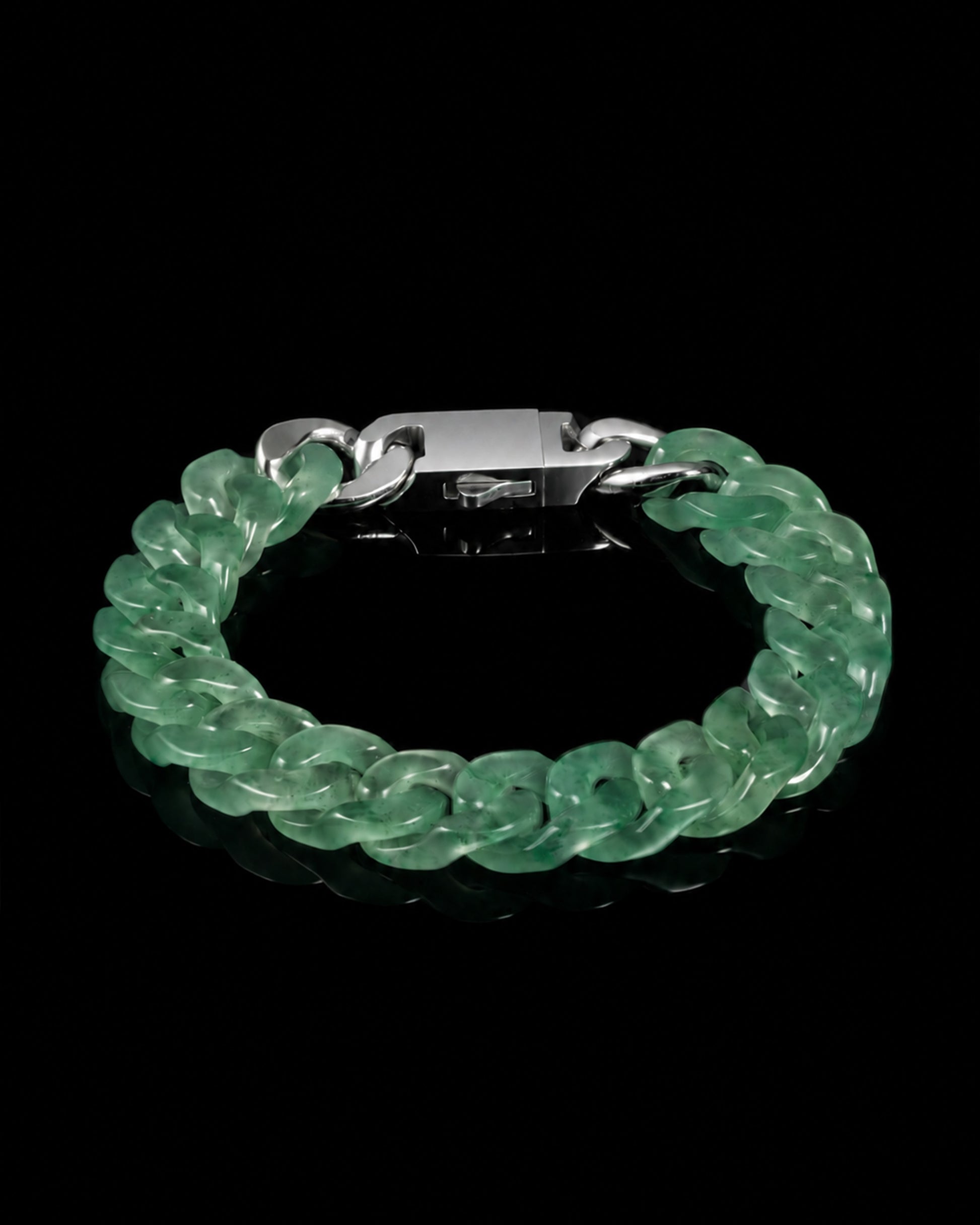 Classical Cuban Chain In African Green Jade - JadeChains