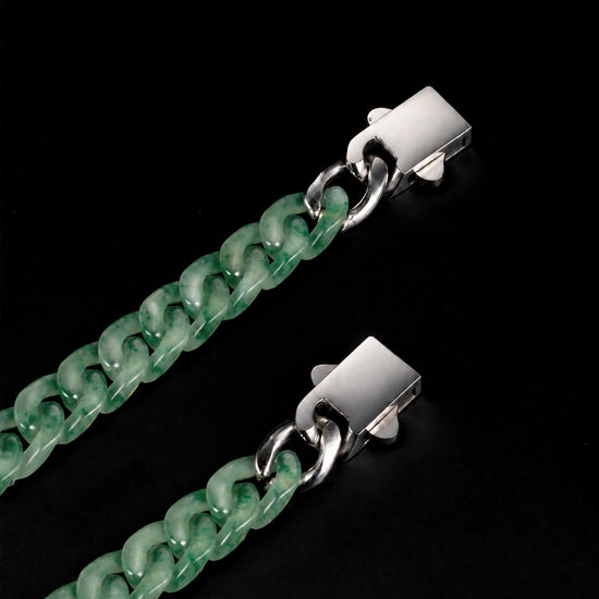 Classical Cuban Chain In African Green Jade - JadeChains