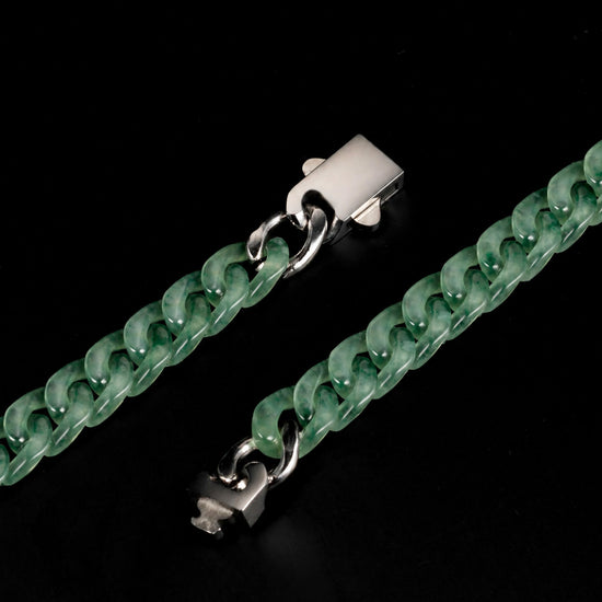 Classical Cuban Chain In African Green Jade - JadeChains