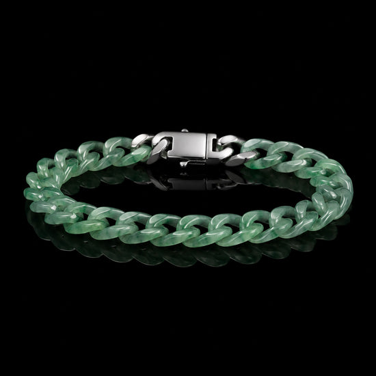 Classical Cuban Chain In African Green Jade - JadeChains