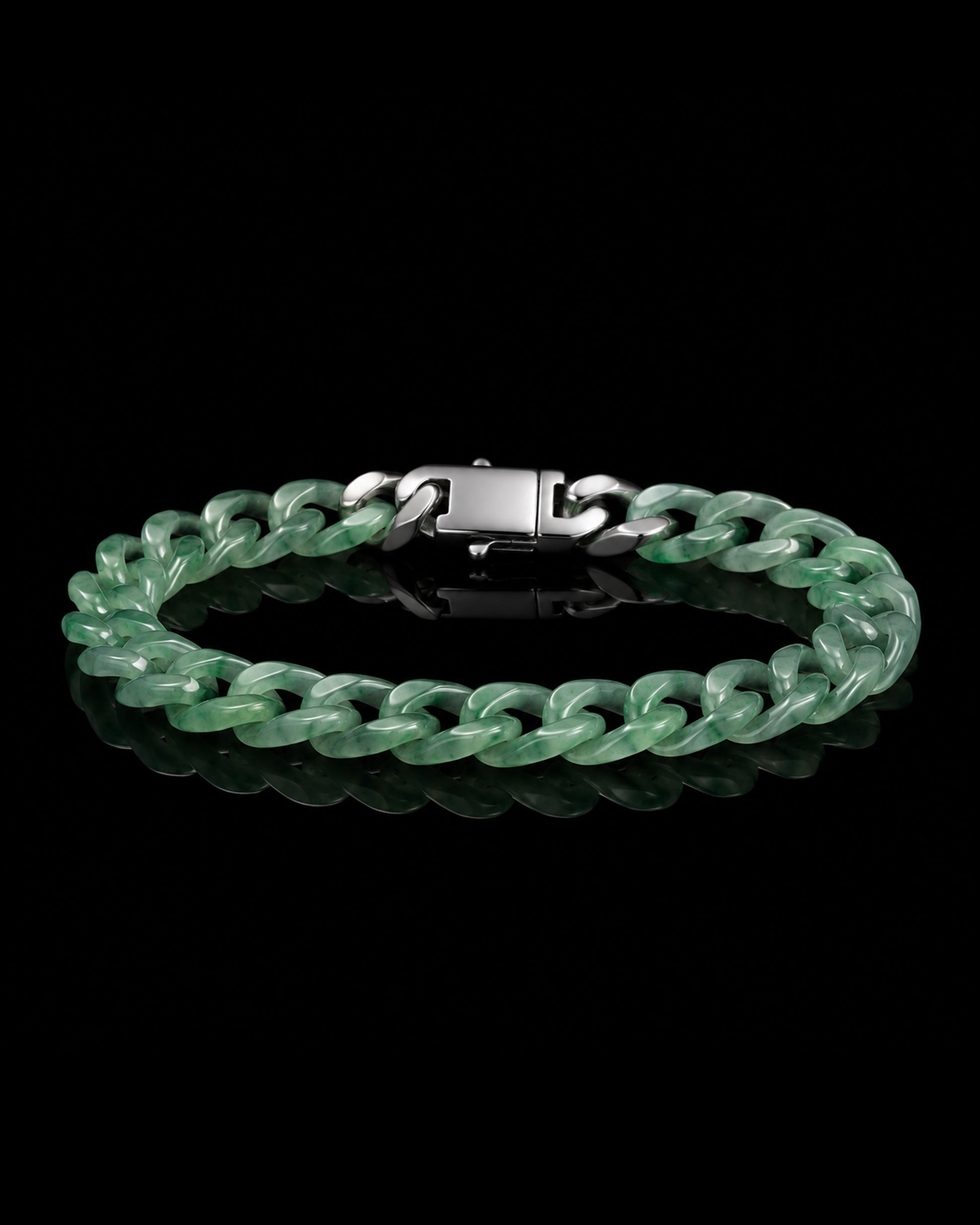 Classical Cuban Chain In African Green Jade - JadeChains