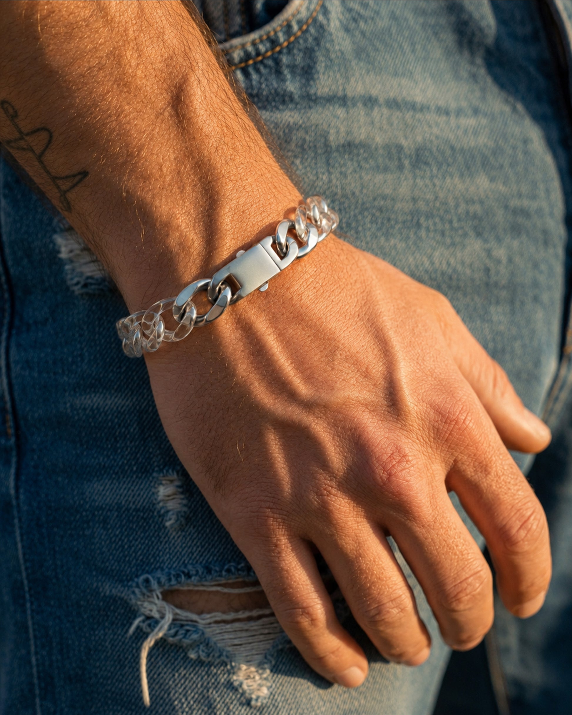 Classical Cuban Chain In Clear Quartz - JadeChains
