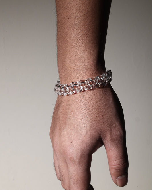 Classic Cuban Link Chain Bracelet In Clear Quartz