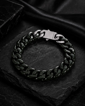 Classical Cuban Chain In Dark Green Nephrite - JadeChains