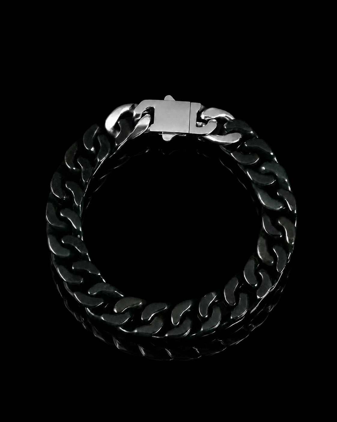 Classical Cuban Chain In Dark Green Nephrite - JadeChains