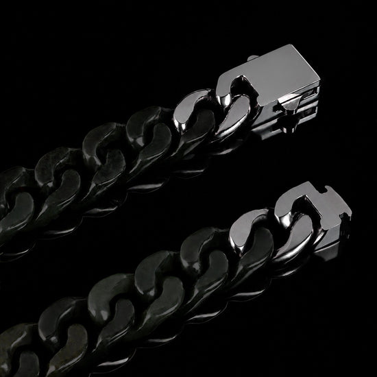 Classical Cuban Chain In Dark Green Nephrite - JadeChains
