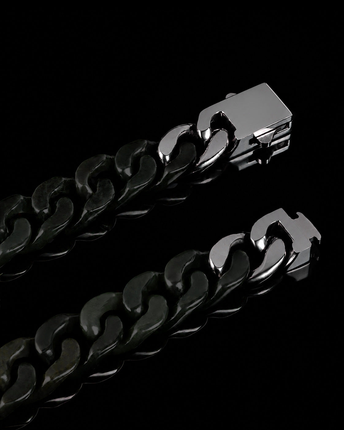 Classical Cuban Chain In Dark Green Nephrite - JadeChains