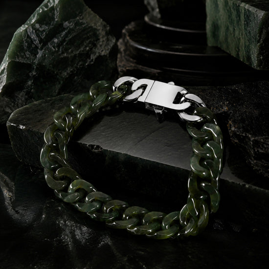 Classical Cuban Chain In Light Green Nephrite - JadeChains