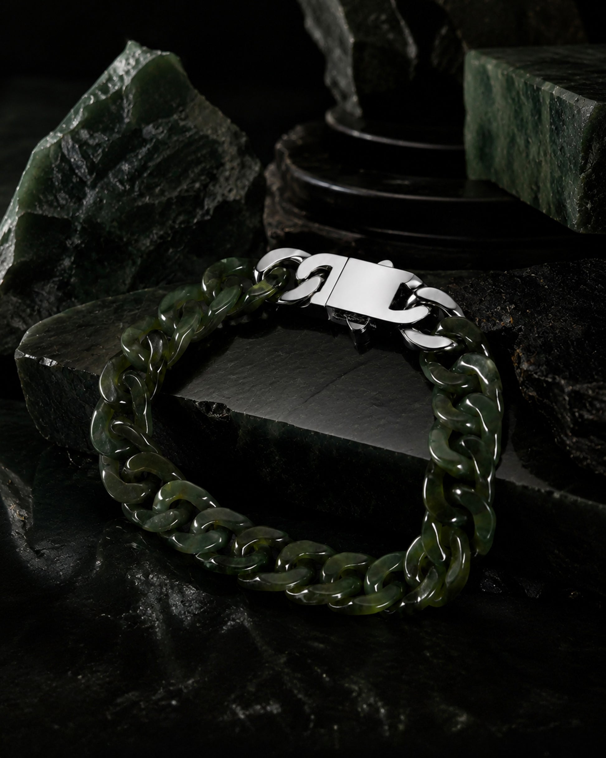 Classical Cuban Chain In Light Green Nephrite - JadeChains