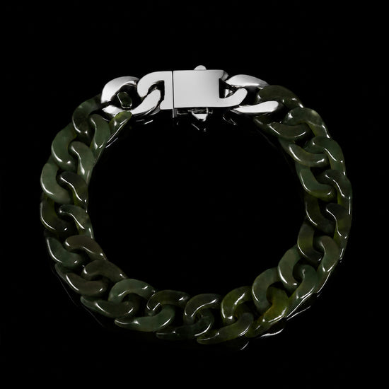 Classical Cuban Chain In Light Green Nephrite - JadeChains