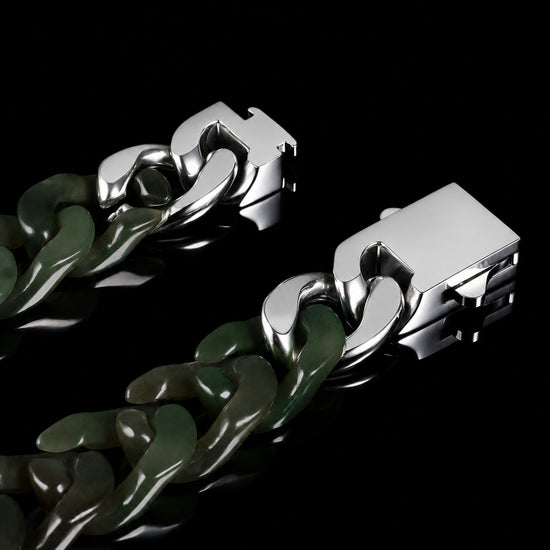 Classical Cuban Chain In Light Green Nephrite - JadeChains