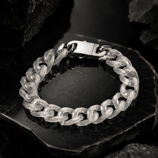 Classical Cuban Chain In White Agate - JadeChains