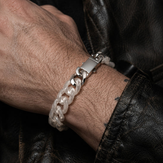 Classical Cuban Chain In White Agate - JadeChains