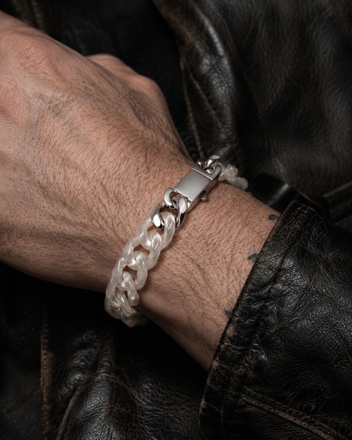 Classical Cuban Chain In White Agate - JadeChains