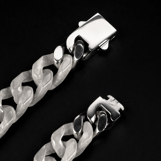 Classical Cuban Chain In White Agate - JadeChains