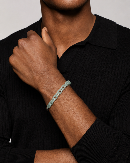 Classical Cross Bracelet In Blue Guatemalan Jade - JadeChains