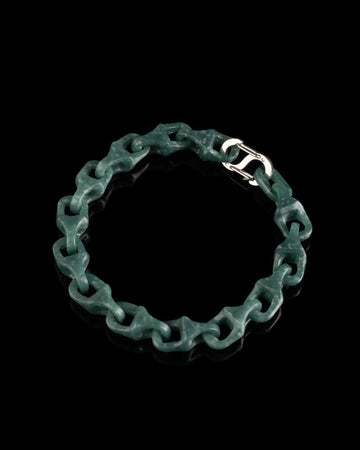 Bracelet Dos de Dragon en jade vert foncé givré