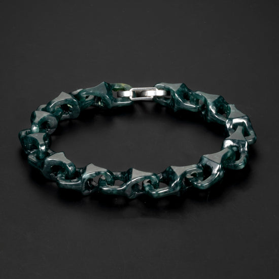 Veridian Vertebrae Bracelet In Mayan Blue Jade - JadeChains