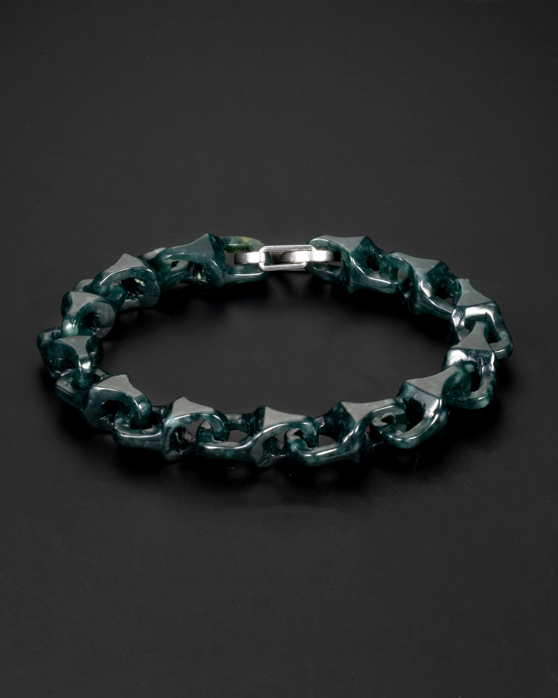 Veridian Vertebrae Bracelet In Mayan Blue Jade - JadeChains