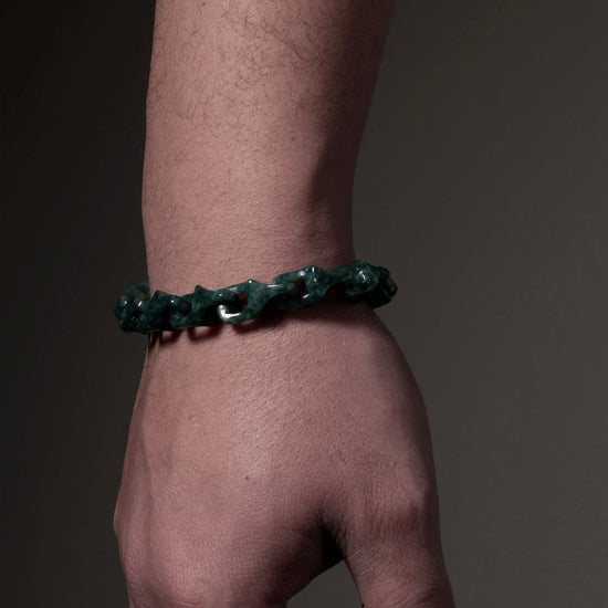 Veridian Vertebrae Bracelet In Mayan Blue Jade - JadeChains