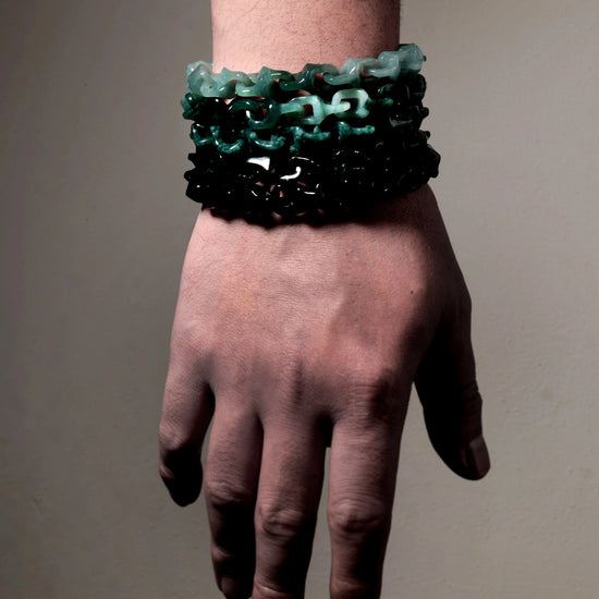 Veridian Vertebrae Bracelet In Mayan Blue Jade - JadeChains