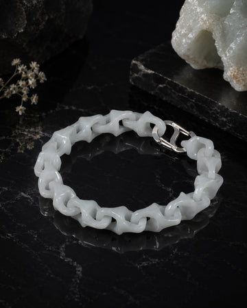 Dragon Spine Bracelet In White Jade