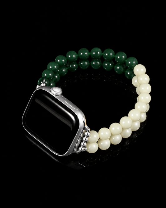Dual Contrast Watch Straps In Nephrite - JadeChains
