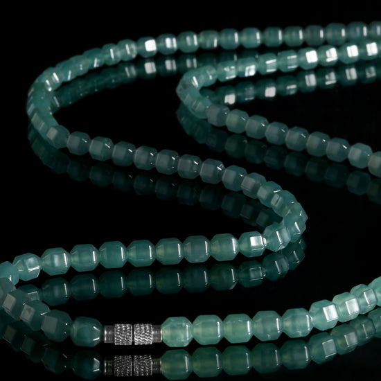 Faceted Barrel Bead Necklace In Guatemalan Jade - JadeChains
