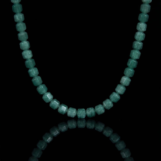 Faceted Barrel Bead Necklace In Guatemalan Jade - JadeChains