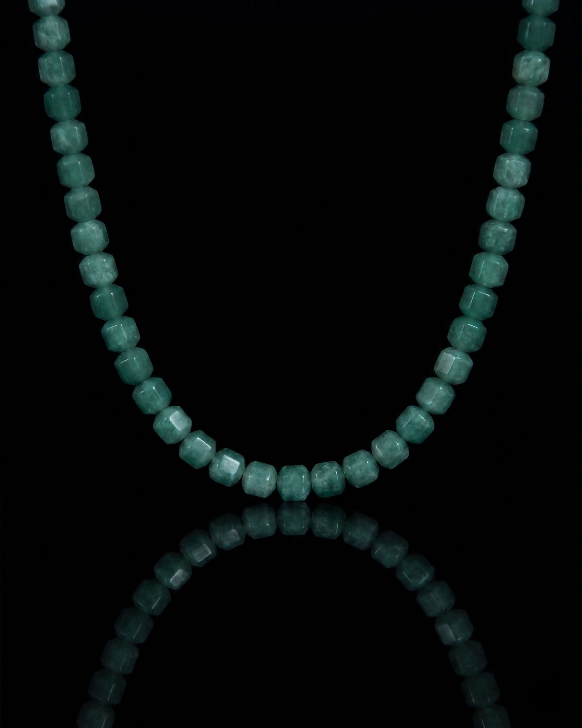 Faceted Barrel Bead Necklace In Guatemalan Jade - JadeChains